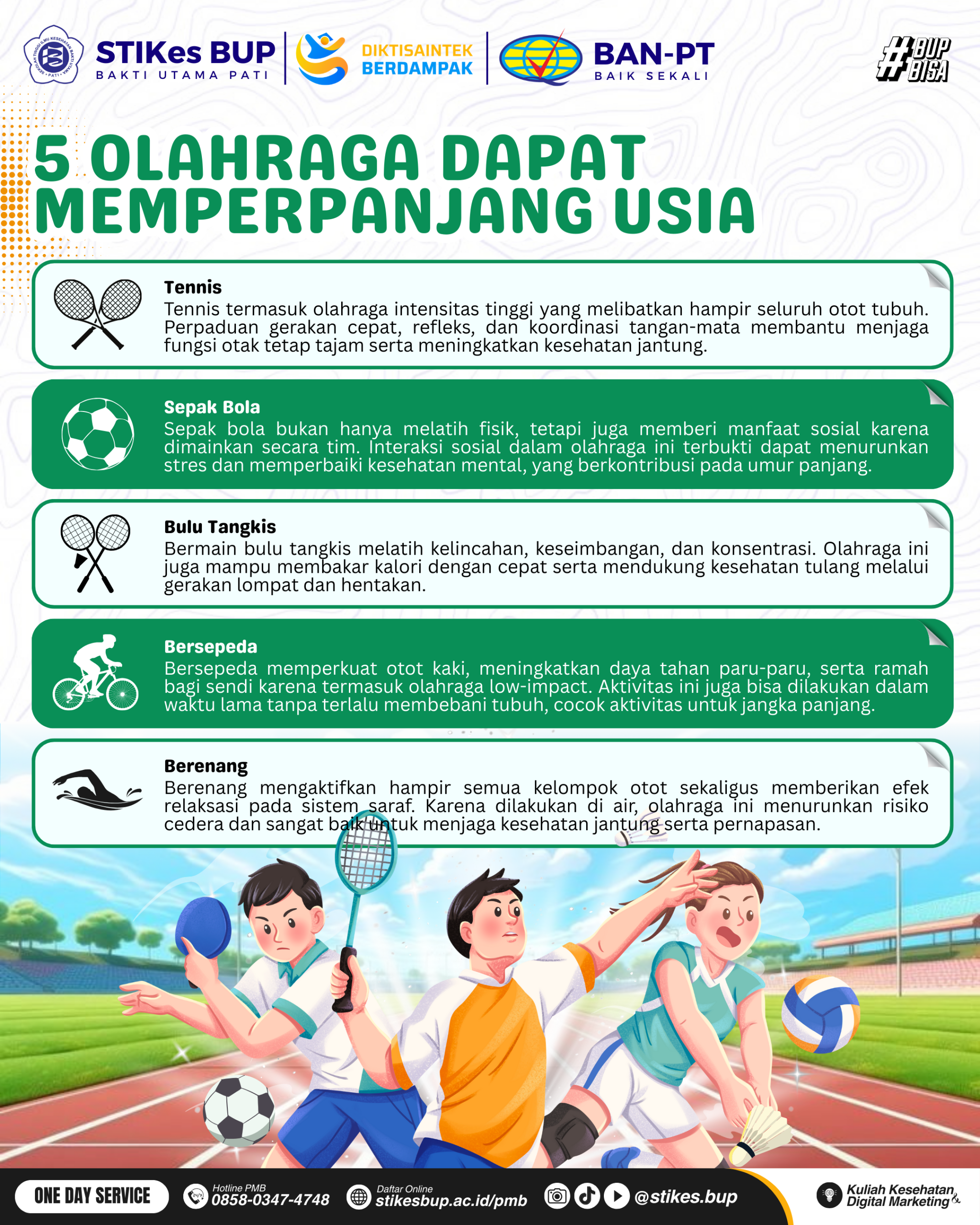 Poster Kesehatan - 5 Olaharaga Dapat Memperpanjang Usia