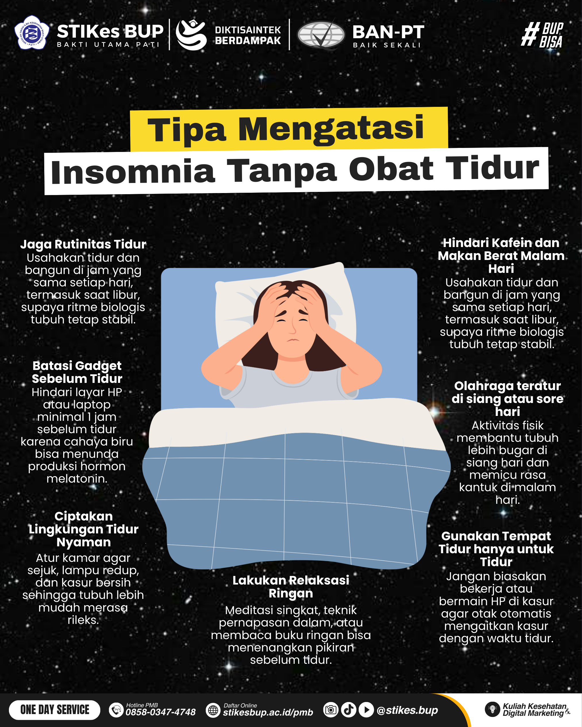 Poster Kesehatan -  Tips Mengatasi Insomnia Tanpa Obat  Tidur