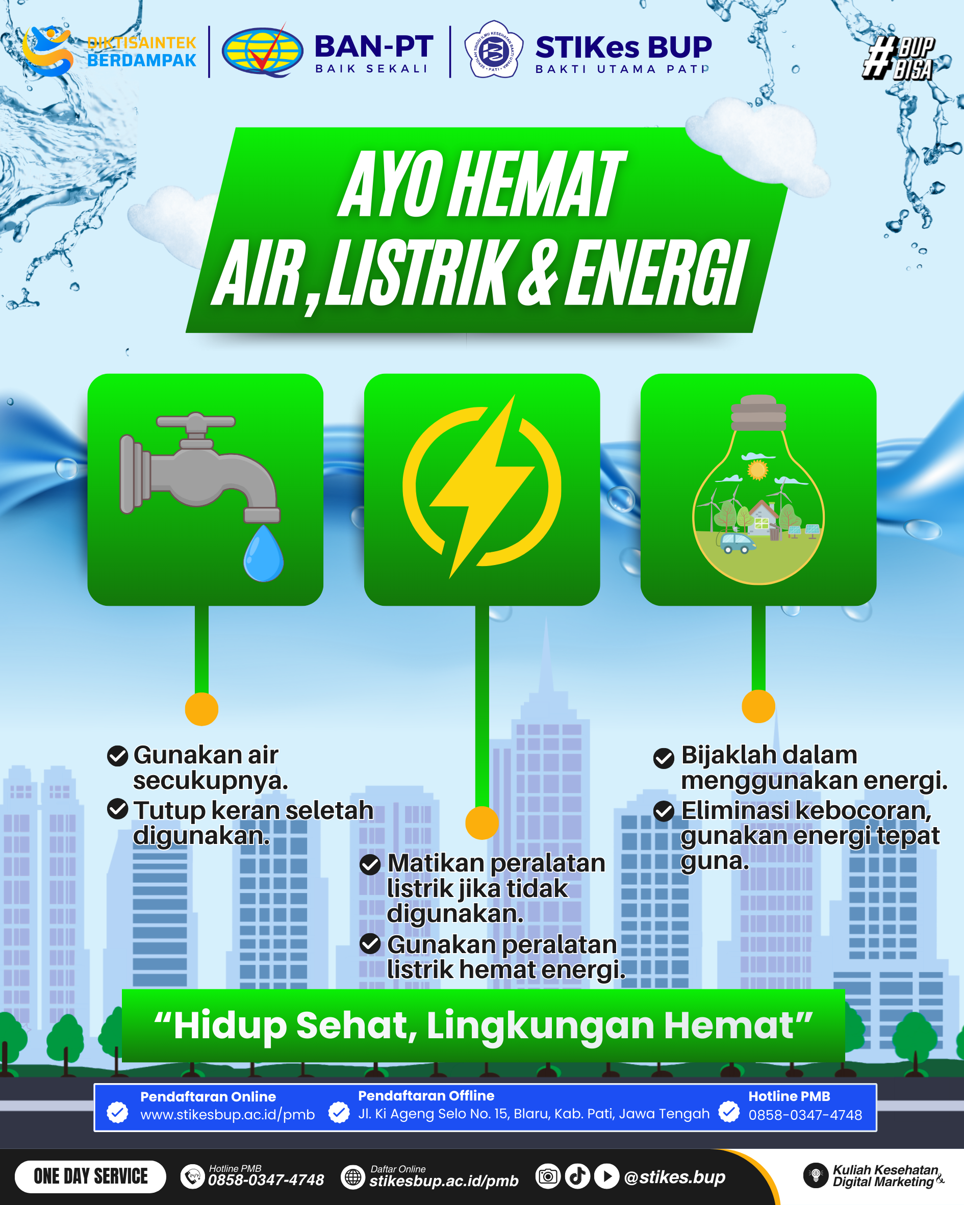 Poster Kesehatan - Ayo Hemat Air, Listrik & Energi