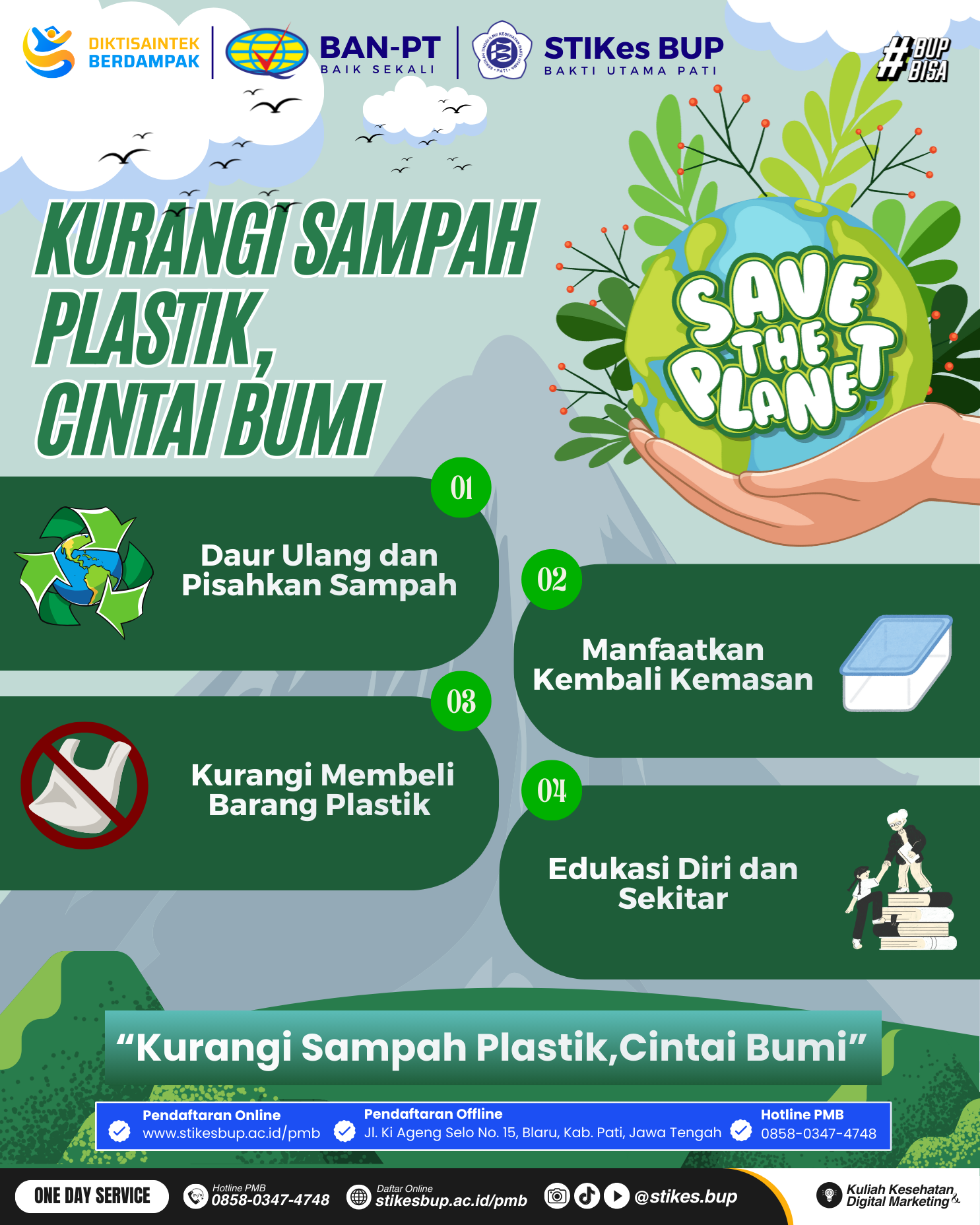Poster Kesehatan - Kurangi Sampah Plastik, Cintai Bumi